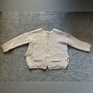 Cream Textured Knit Cardigan